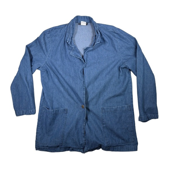 Tickets California Jackets & Blazers - Tickets California Denim Jacket Blue Button Up Long Sleeve Cotton Blazer 14